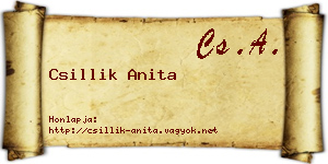 Csillik Anita névjegykártya